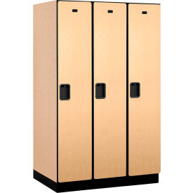 1-Tier 3 Door Extra Wide Wood Locker, 45"W x 24"D x 76"H, Maple, Partially Assembled
