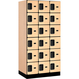 6-Tier 18 Door Designer Wood Locker, 36"W x 21"D x 76"H, Maple, Partially Assembled