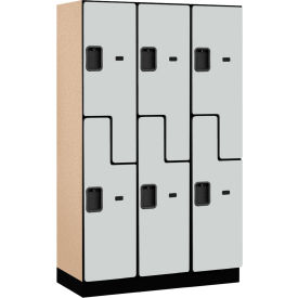 Z-Style 2-Tier 6 Door Extra Wide Locker, 45"W x 18"D x 76"H, Gray, Partially Assembled