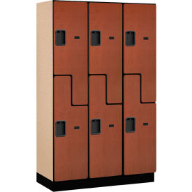 2-Tier 6 Door Extra Wide Locker, 45"W x 18"D x 76"H, Cherry, Partially Assembled