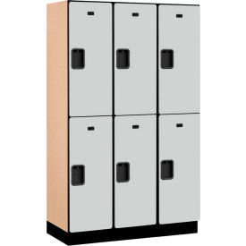 2-Tier 6 Door Extra Wide Wood Locker, 45"W x 18"D x 76"H, Gray, Partially Assembled
