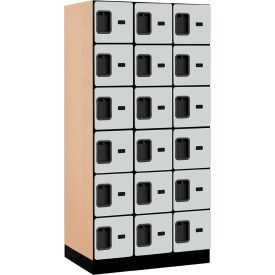 6-Tier 18 Door Designer Wood Locker, 36"W x 21"D x 76"H, Gray, Partially Assembled