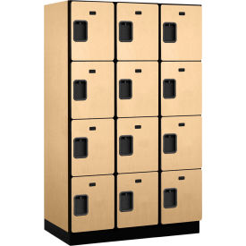 4-Tier 12 Door Extra Wide Wood Locker, 45"W x 18"D x 76"H, Maple, Partially Assembled