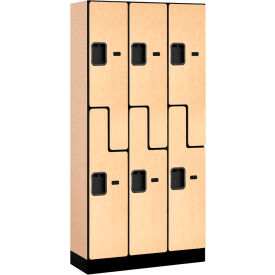 Z-Style 2-Tier 6 Door Designer Wood Locker, 36"W x 15"D x 76"H, Maple, Partially Assembled