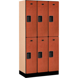 2-Tier 6 Door Designer Wood Locker, 36"W x 18"D x 76"H, Cherry, Partially Assembled