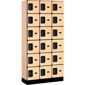 6-Tier 18 Door Designer Wood Locker, 36"W x 15"D x 76"H, Maple, Partially Assembled