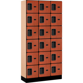 6-Tier 18 Door Designer Wood Locker, 36"W x 15"D x 76"H, Cherry, Partially Assembled