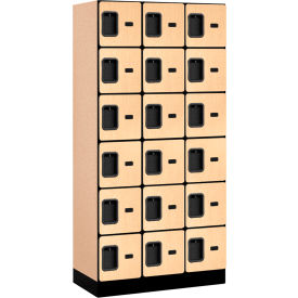6-Tier 18 Door Designer Wood Locker, 36"W x 18"D x 76"H, Maple, Partially Assembled