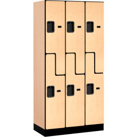 Z-Style 2-Tier 6 Door Designer Wood Locker, 36"W x 18"D x 76"H, Maple, Partially Assembled