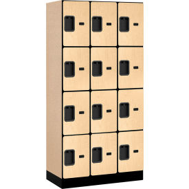 4-Tier 12 Door Designer Wood Locker, 36"W x 18"D x 76"H, Maple, Partially Assembled