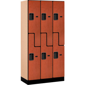 Z-Style 2-Tier 6 Door Designer Locker, 36"W x 18"D x 76"H, Cherry, Partially Assembled