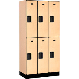 2-Tier 6 Door Designer Wood Locker, 36"W x 18"D x 76"H, Maple, Partially Assembled