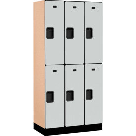 2-Tier 6 Door Designer Wood Locker, 36"W x 18"D x 76"H, Gray, Partially Assembled