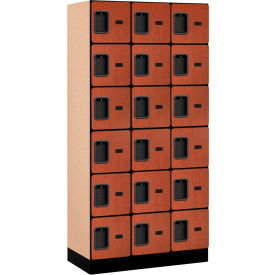 6-Tier 18 Door Designer Wood Locker, 36"W x 18"D x 76"H, Cherry, Partially Assembled