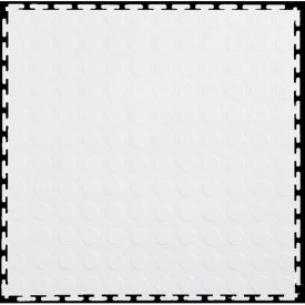 PVC Floor Tiles, 19.5x19.5", Coin, White