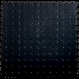Lock-Tile PVC Floor Tiles, 19.5x19.5", Coin, Black