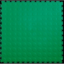 Lock-Tile PVC Floor Tiles, 19.5x19.5", Coin, Green