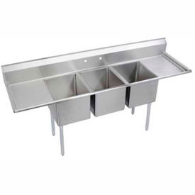 Elkay E3C16X20-2-18X NSF Sink, 3-Compartment with 16" x 20" Bowl, 12" Deep, (2) 18" Drainboards