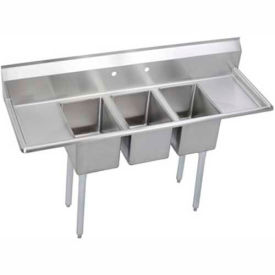 Elkay 3C12X16-2-12X NSF 3-Compartment Sink w/ 12" x 16" Bowl, 12" Deep, (2) 12" Drainboards