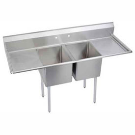 Elkay E2C16X20-2-18X NSF Sink, 2-Compartment with 16"L x 20"W Bowl, 12" Deep, (2) 18" Drainboards