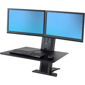 WorkFit-SR Dual Monitor Standing Desk Workstation, Black