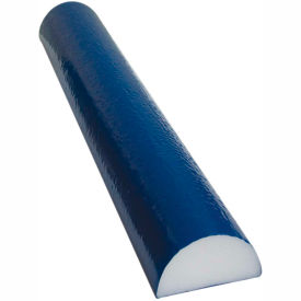 White PE Foam Roller with Blue TufCoat, Half-Round, 4" Dia. x 36"L