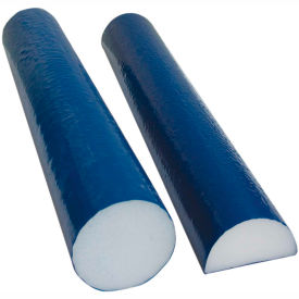 White PE Foam Roller with Blue TufCoat, Round, 4" Dia. x 36"L