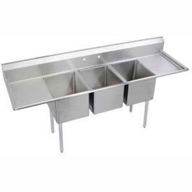 Elkay 14-3C16X20-2-18X NSF Sink, 3-Compartment with 16"L x 20"W Bowl, 14" Deep, 18" Drainboards