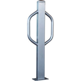 Modern Bike Bollard, 4" Sq. Post, 2-Bike Capacity, Double Sided, Surface Mount, Black