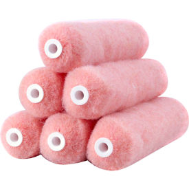 6" x 3/8" Pink Polyester Mini Roller Covers, 12/Pack 8/Case