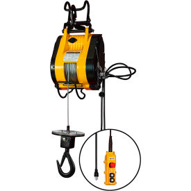 1/4 Ton Electric Wire Rope Hoist, 90' Lift, 75 FPM, 115V