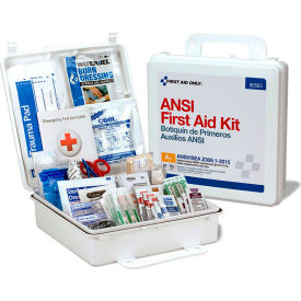 First Aid Kit, 50 Person, ANSI Compliant, Class A, Plastic Divider Case