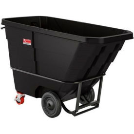Towable/Forkliftable Standard Duty Plastic Tilt Truck, 1 Cu. Yd. Cap,1300 Lbs. Cap, Black