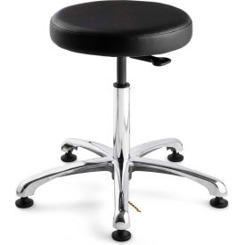 Versa Upholstered ESD Vinyl Stool, Aluminum Base, Black