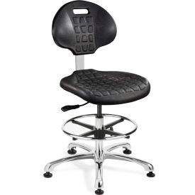 7550E Everlast E Polyurethane ESD Chair, Aluminum Base, ESD Mushroom Glides, Black
