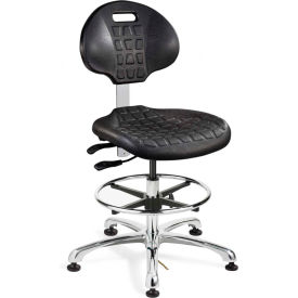 7351E Everlast E Polyurethane ESD Chair, Aluminum Base, ESD Mushroom Glides, Black