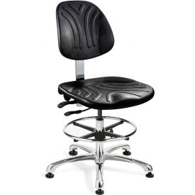 7351D Dura Polyurethane Chair, Aluminum Base, Mushroom Glides, Black