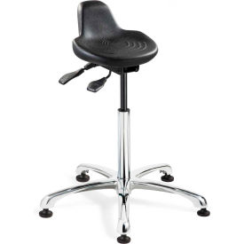 Sit Stand Stool - Polyurethane - Black with Aluminum Base