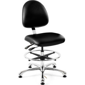 Integra Antibacterial Vinyl Upholstered Chair, Medium Back, 19" - 26-1/2"H Seat, Black