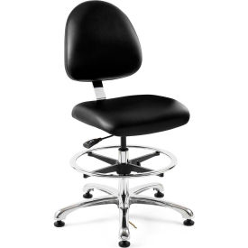 Integra ESD Vinyl Upholstered Chair, 2 Way, Medium Back, 19" - 26-1/2"H Seat, Black