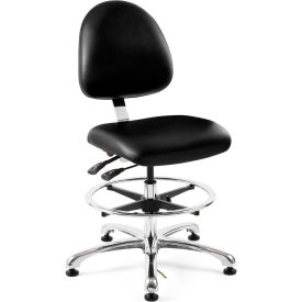 Integra-ESD Vinyl Upholstered Chair, Medium-Back, Aluminum Base, Black