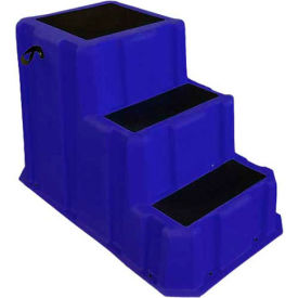 3 Step Nestable Plastic Step Stand - Blue 26"W x 43"D x 28"H