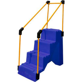 4 Step Plastic Step Stand with Handrails - Blue - 27"W x 38"D x 44"H