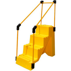 4 Step Plastic Step Stand W/ Handrails - Yellow 27"W x 38"D x 44"H