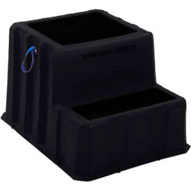 2 Step Nestable Plastic Step Stand - Black 26"W x 33"D x 20"H
