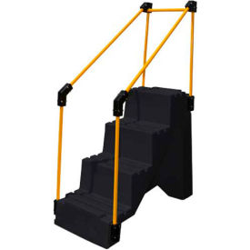 4 Step Plastic Step Stand W/ Handrails - Black 27"W x 38"D x 44"H