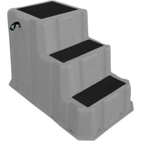 3 Step Nestable Plastic Step Stand - Gray 26"W x 43"D x 28"H