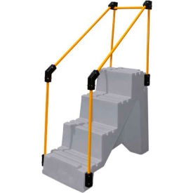 4 Step Plastic Step Stand W/ Handrails - Gray 27"W x 38"D x 44"H