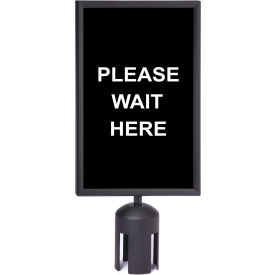 Queue Acrylic Sign, "Please Enter Here", 7"Wx11"H, Black/White