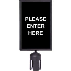 Acrylic Sign, Double Sided, "Please Enter Here", 7"Wx11"H, Black/White